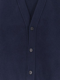Laneus Men's Ribbed Knit Cardigan Blue