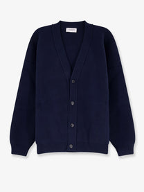 Laneus Men's Ribbed Knit Cardigan Blue