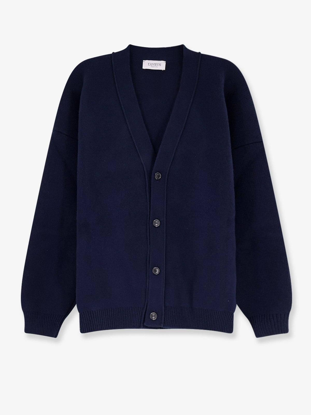 Laneus Men's Ribbed Knit Cardigan Blue