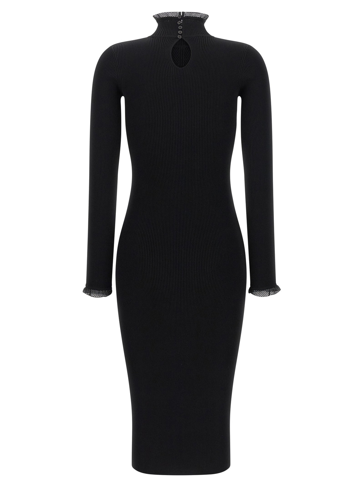 Elisabetta Franchi Ribbed Knit Dress Black, view 2
