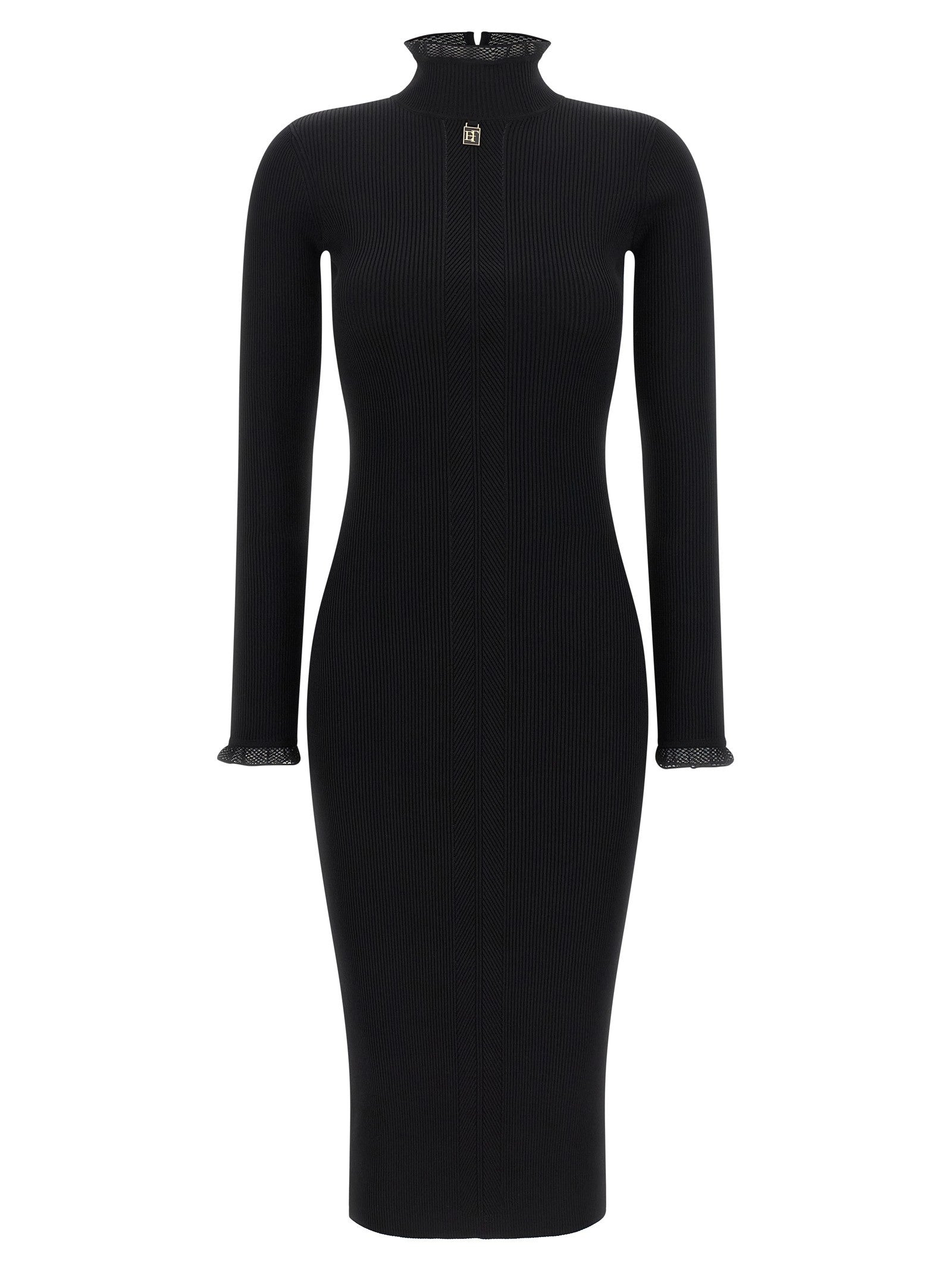 Elisabetta Franchi Ribbed Knit Dress Black