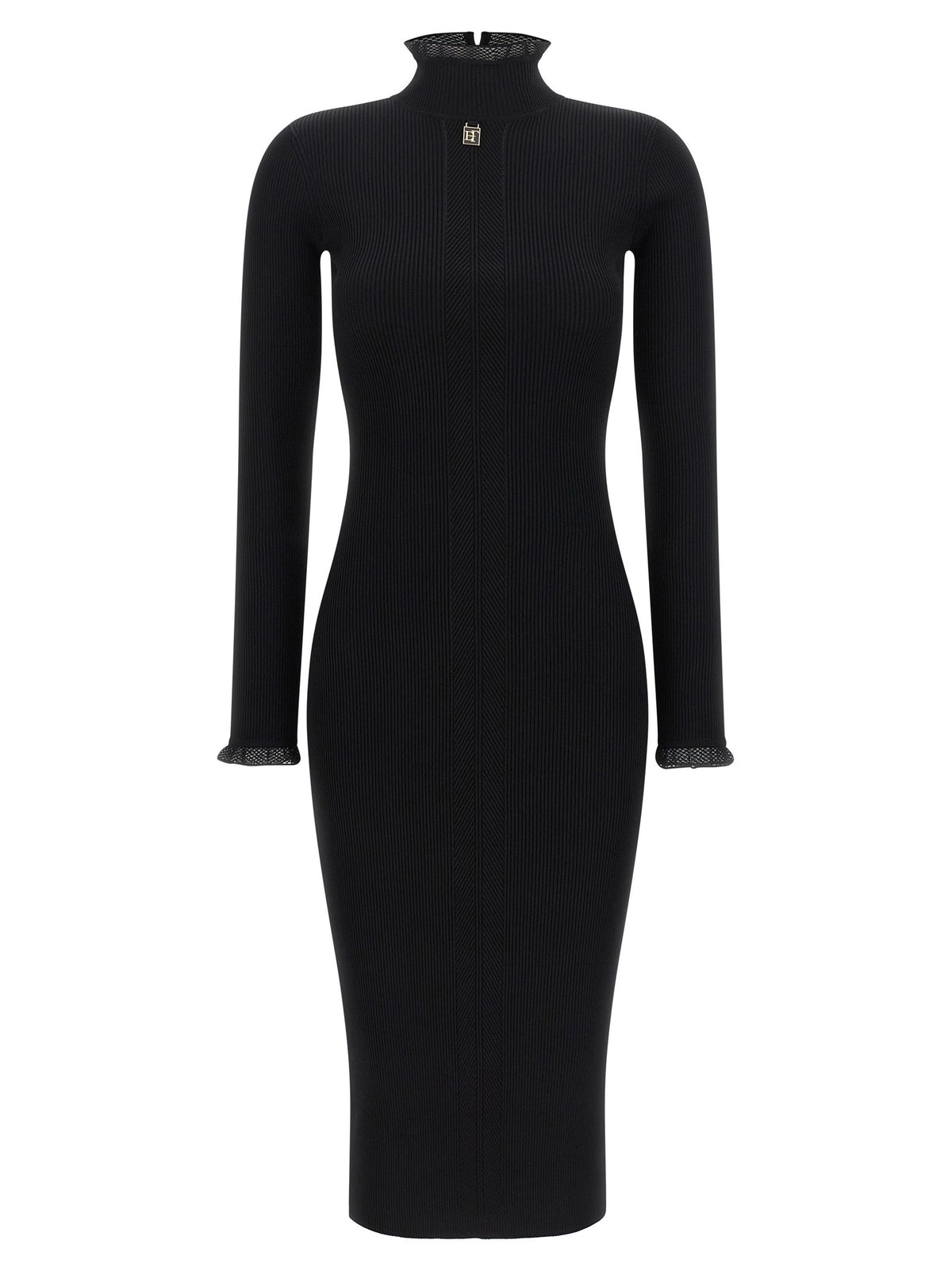 Elisabetta Franchi Ribbed Knit Dress Black
