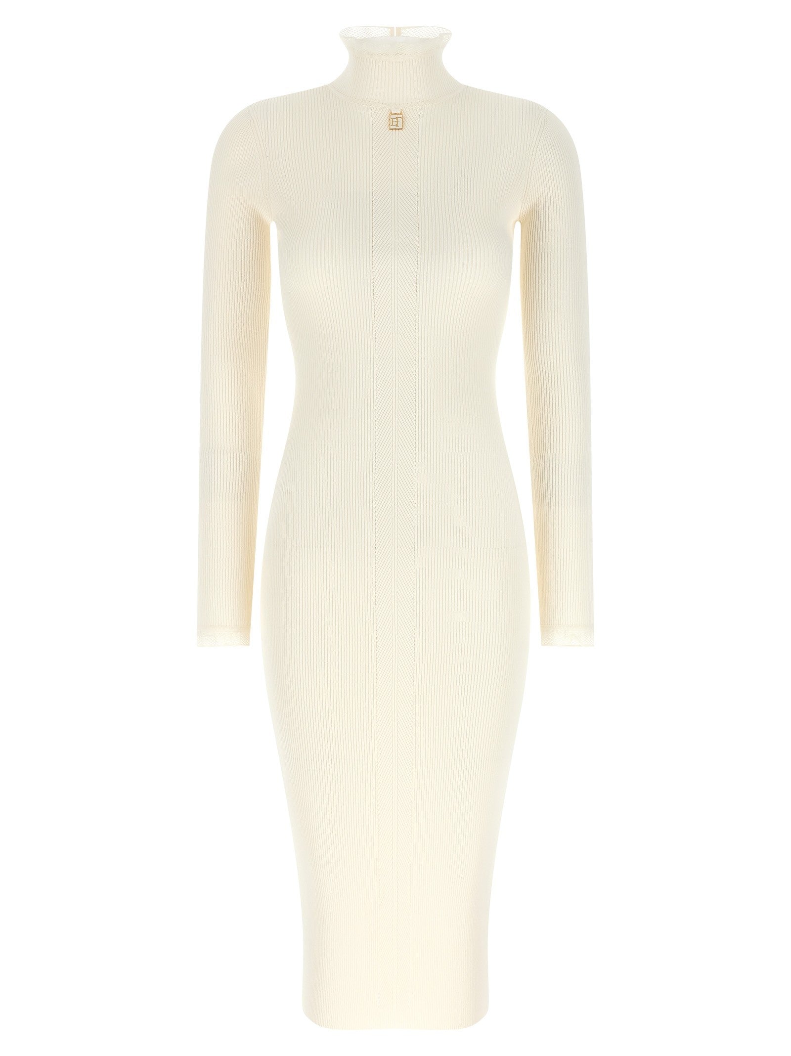 Elisabetta Franchi Ribbed Knit Dress White