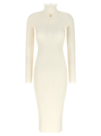 Elisabetta Franchi Ribbed Knit Dress White