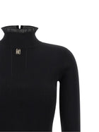Elisabetta Franchi Ribbed Knit Dress Black, view 3