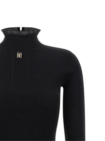 Elisabetta Franchi Ribbed Knit Dress Black