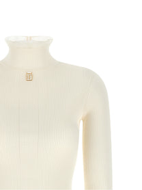 Elisabetta Franchi Ribbed Knit Dress White