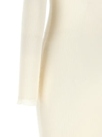 Elisabetta Franchi Ribbed Knit Dress White
