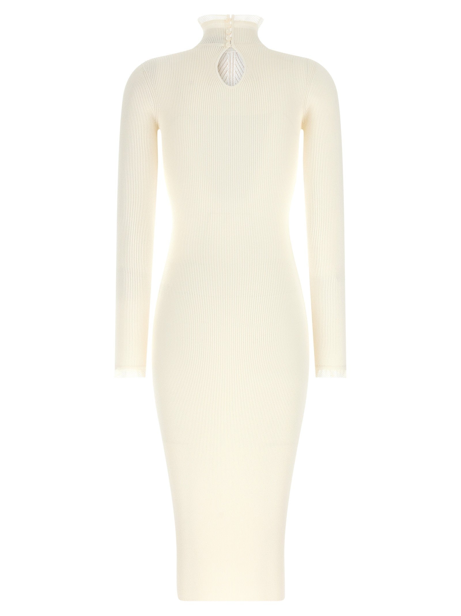 Elisabetta Franchi Ribbed Knit Dress White