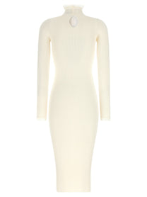 Elisabetta Franchi Ribbed Knit Dress White