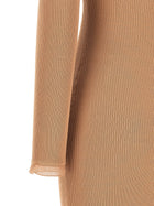 Elisabetta Franchi Ribbed Knit Dress Beige, view 4