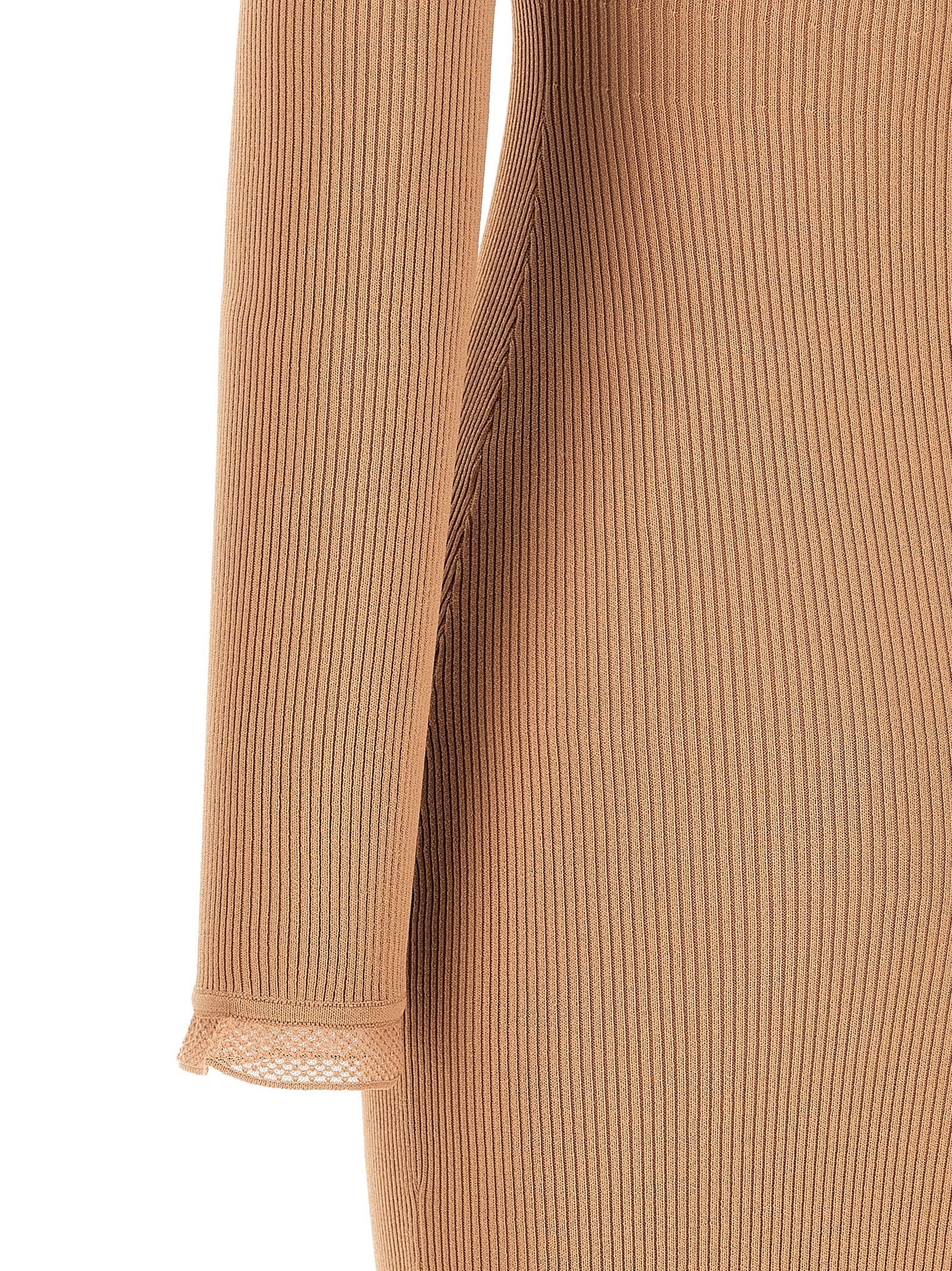 Elisabetta Franchi Ribbed Knit Dress Beige