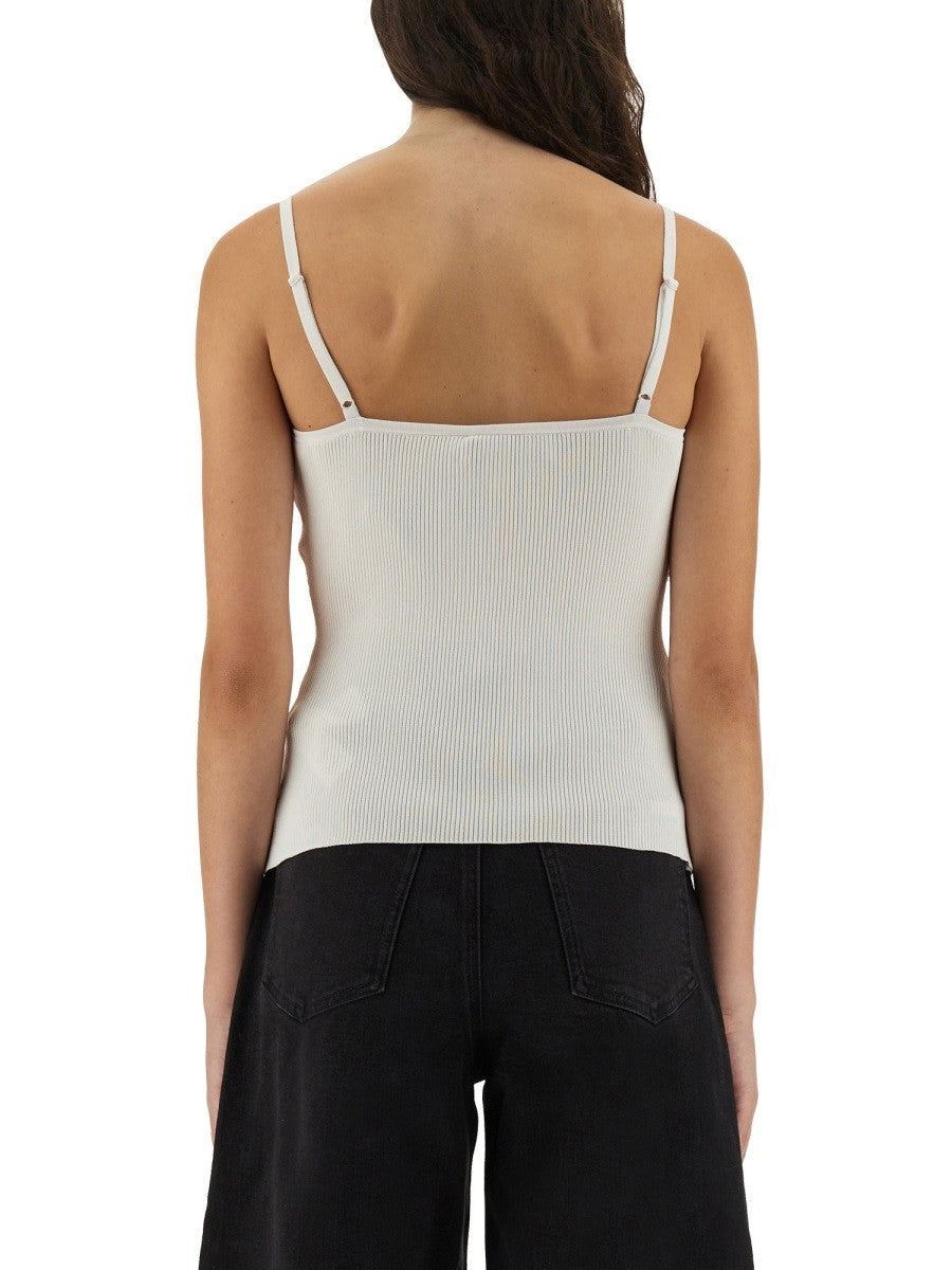 self-portrait Women's Ribbed Knit Top White self-portrait