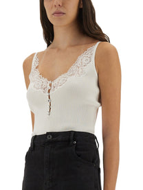 self-portrait Women's Ribbed Knit Top White self-portrait