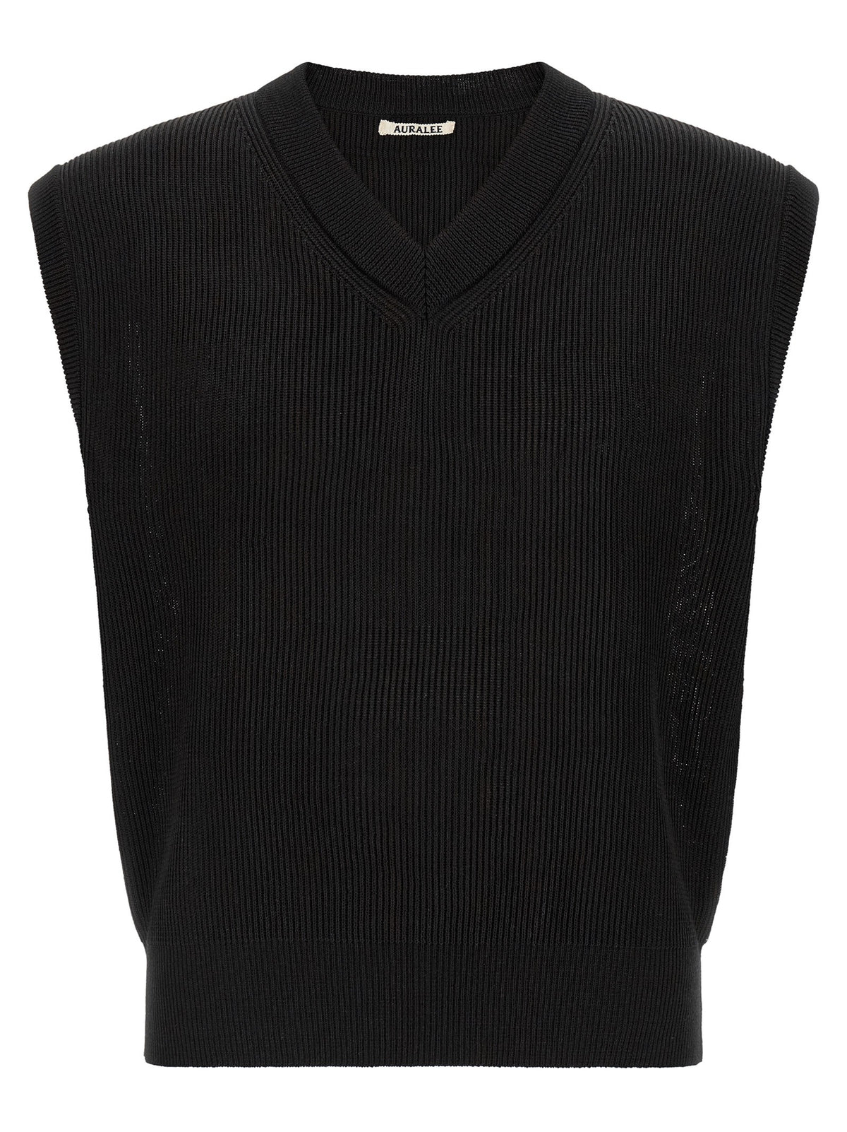 AURALEE Ribbed Knit Vest Black