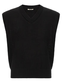 AURALEE Ribbed Knit Vest Black