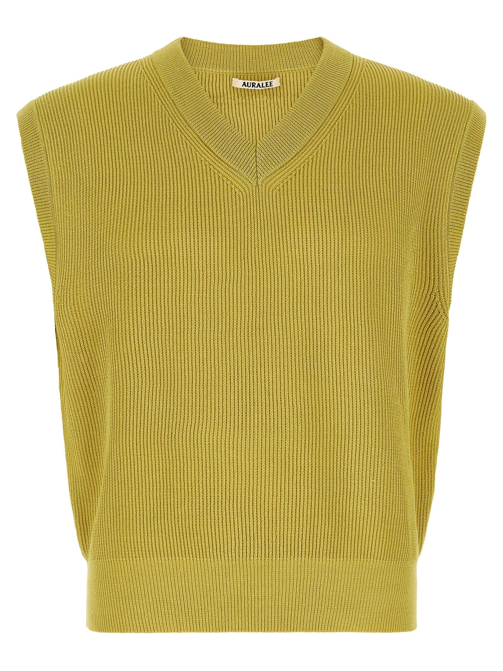 Auralee Ribbed Knit Vest Yellow