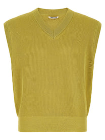 Auralee Ribbed Knit Vest Yellow