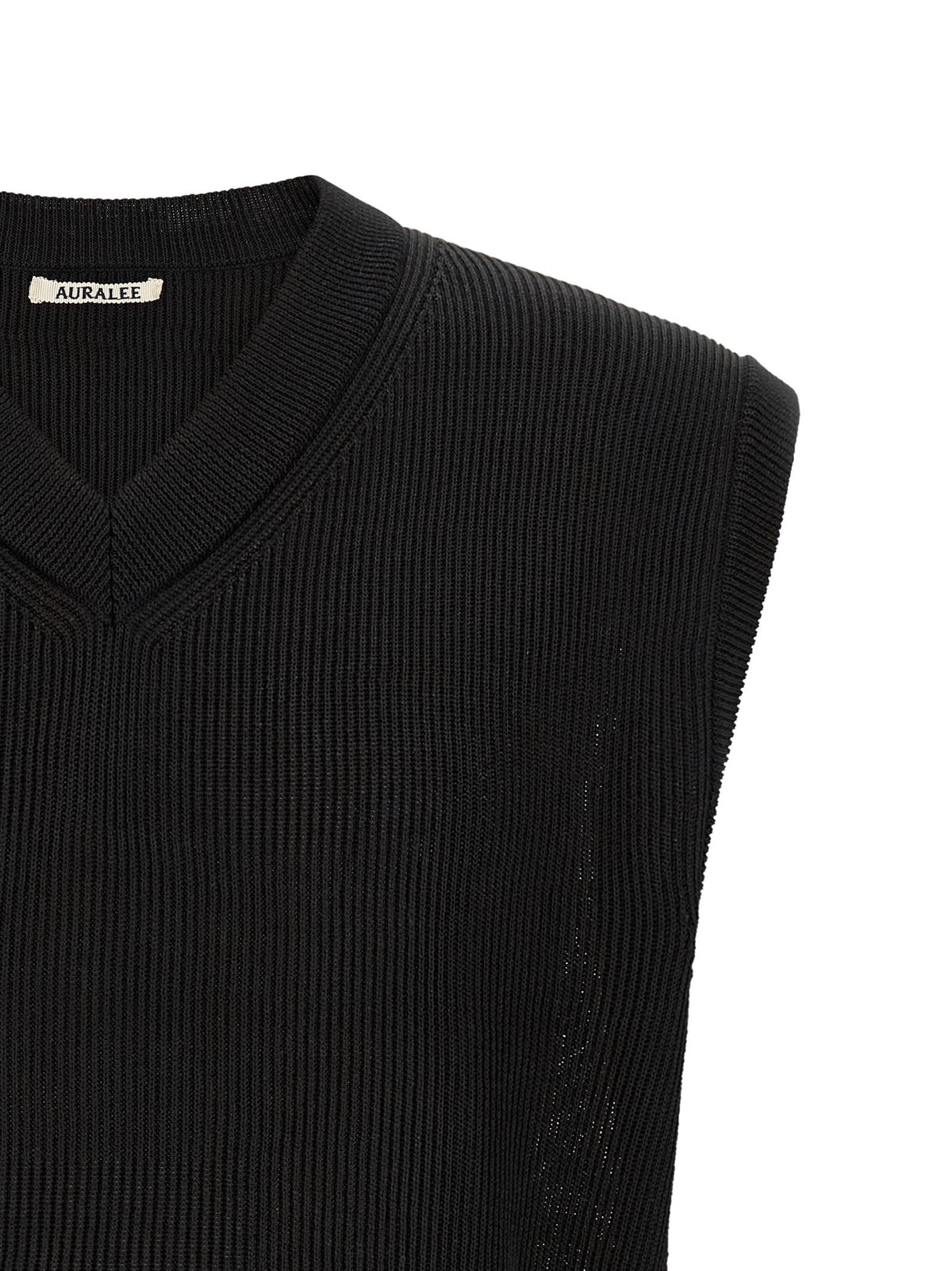 AURALEE Ribbed Knit Vest Black, view 3
