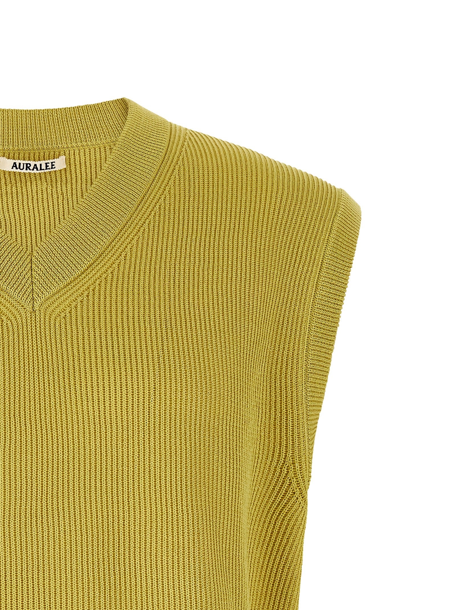 Auralee Ribbed Knit Vest Yellow
