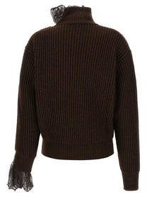 Giuseppe Di Morabito Ribbed Lace Sweater Brown