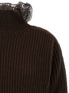 Giuseppe Di Morabito Ribbed Lace Sweater Brown, view 3