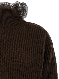 Giuseppe Di Morabito Ribbed Lace Sweater Brown