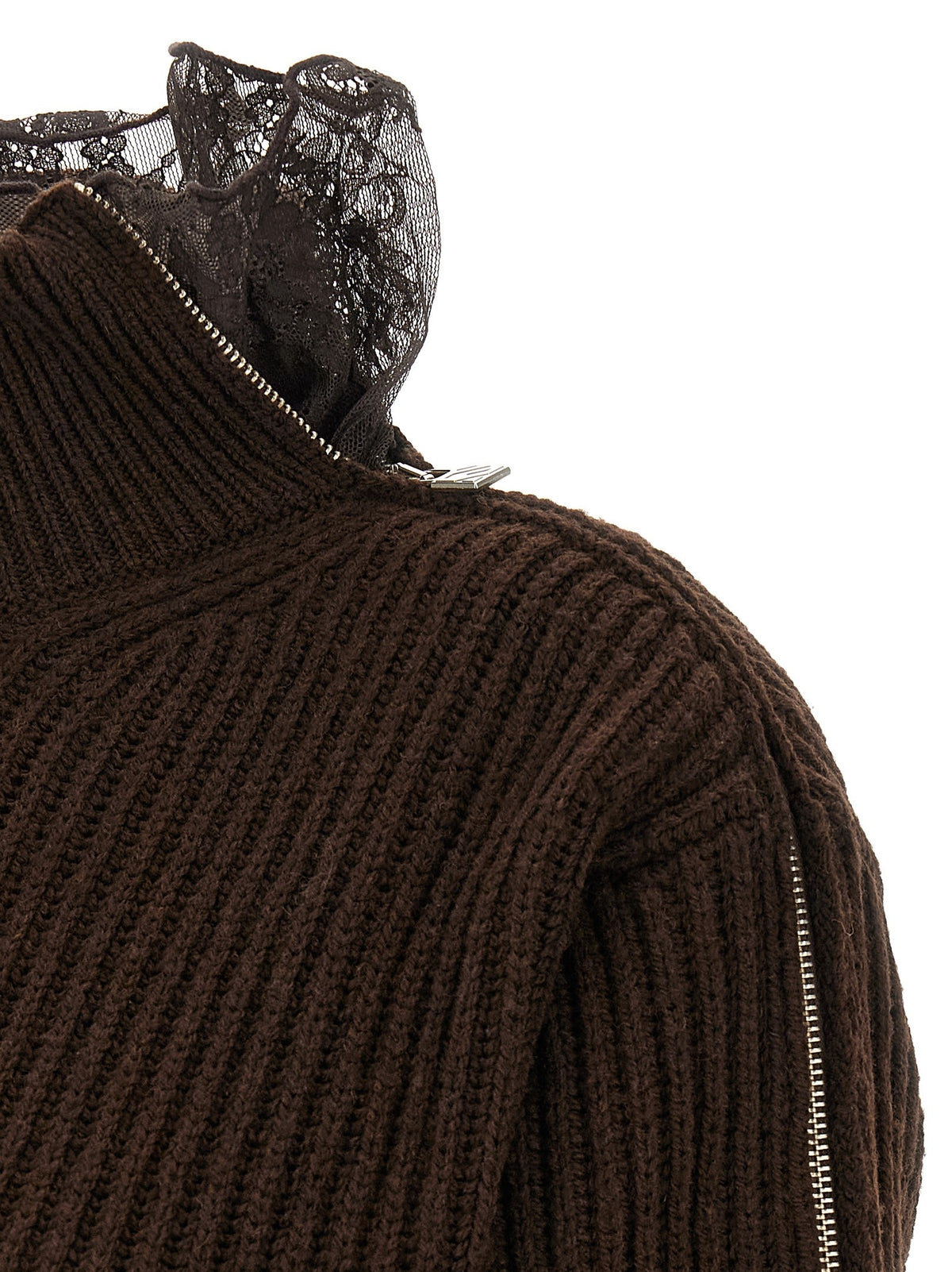 Giuseppe Di Morabito Ribbed Lace Sweater Brown, view 5