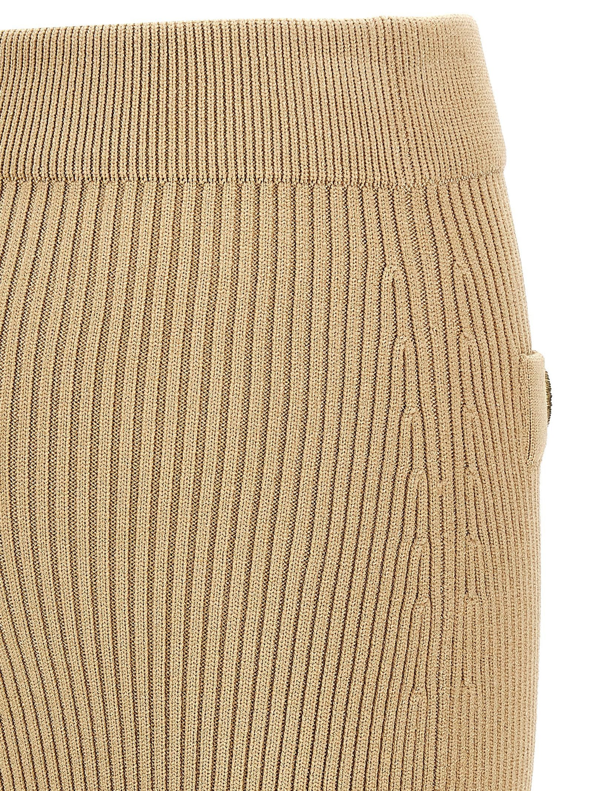 Balmain Ribbed Midi Skirt Beige, view 4