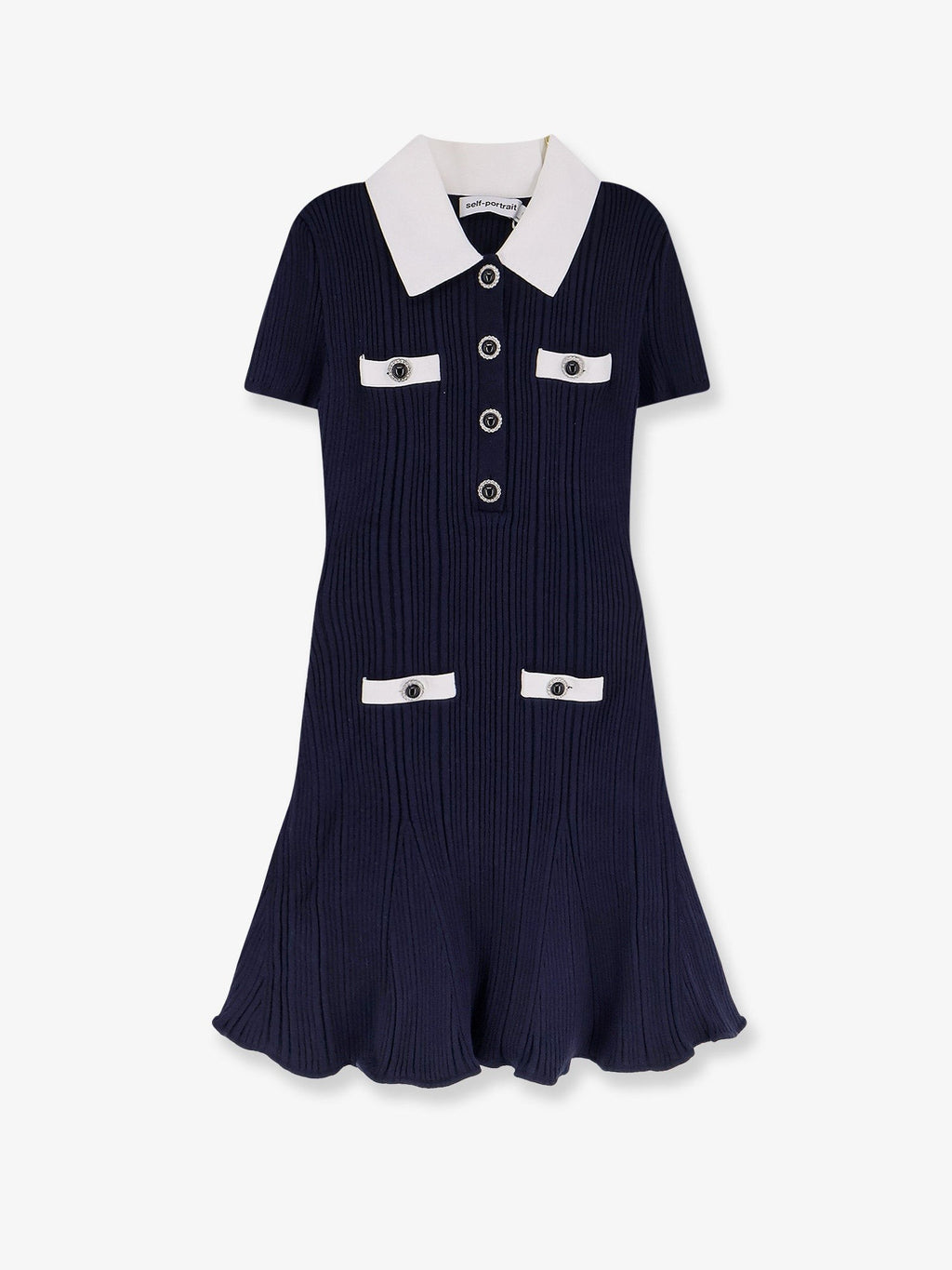 self-portrait Women's Ribbed Mini Dress Blue