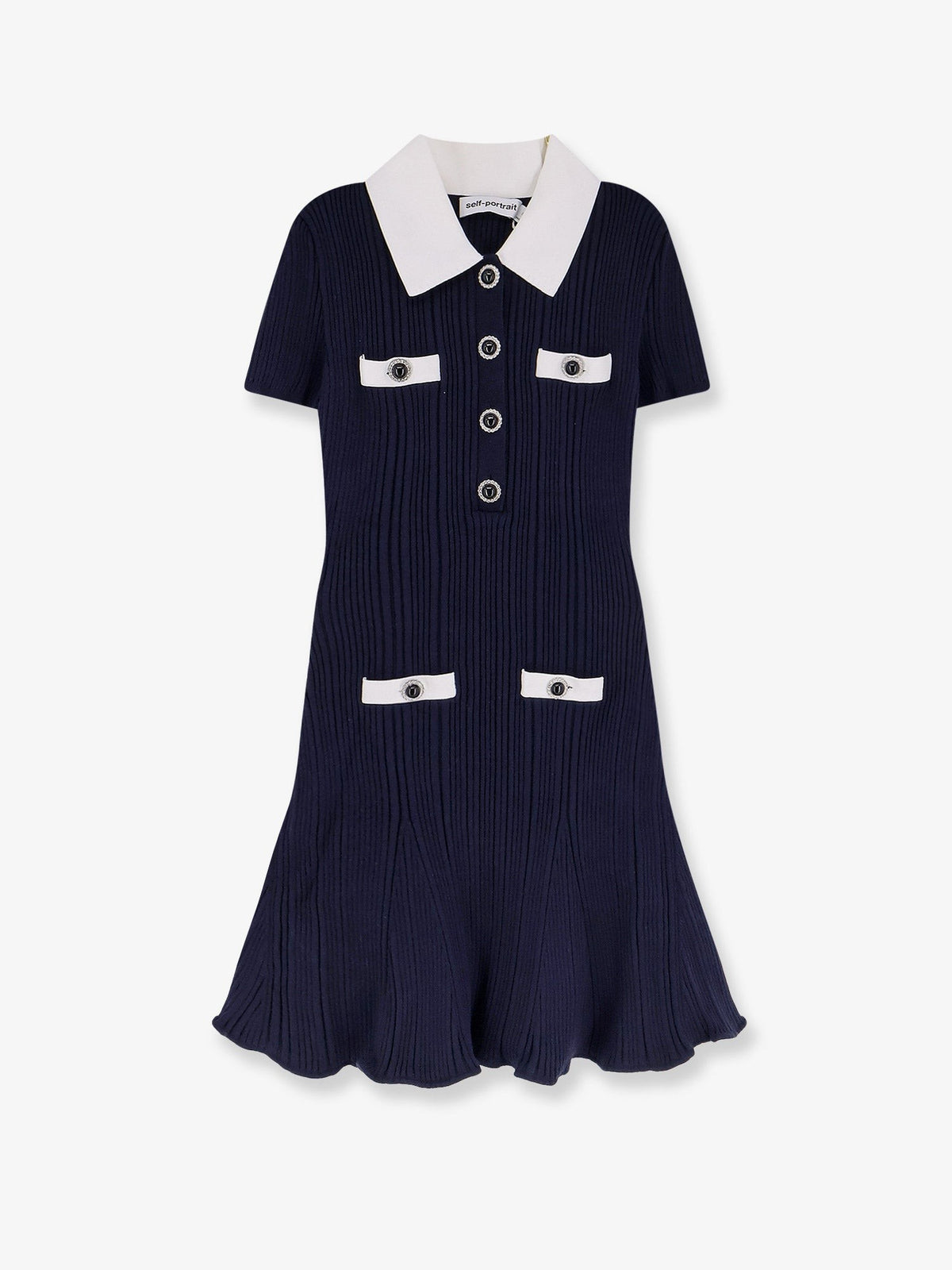 self-portrait Women's Ribbed Mini Dress Blue