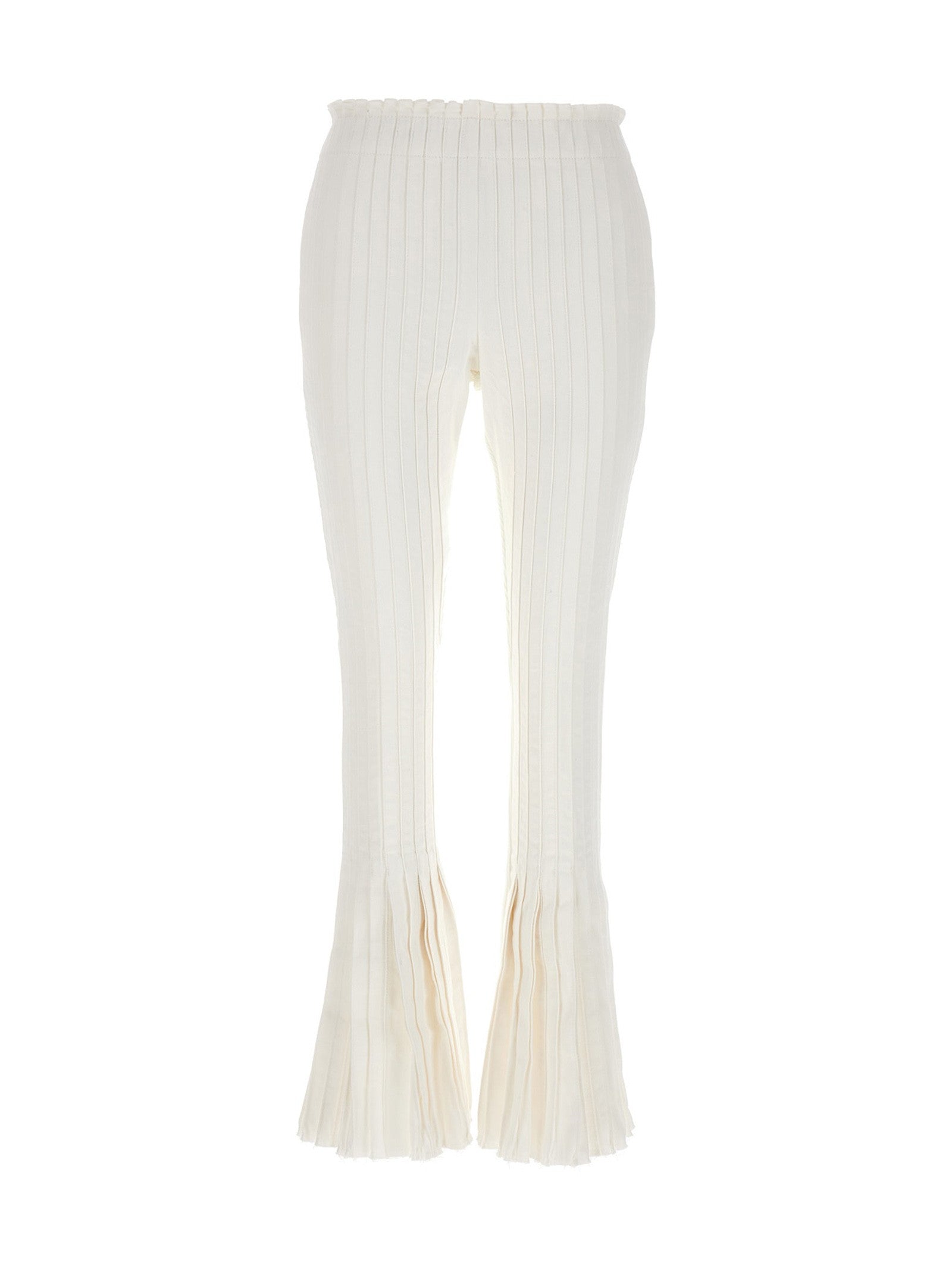 Sacai Ribbed Pleated Pants White