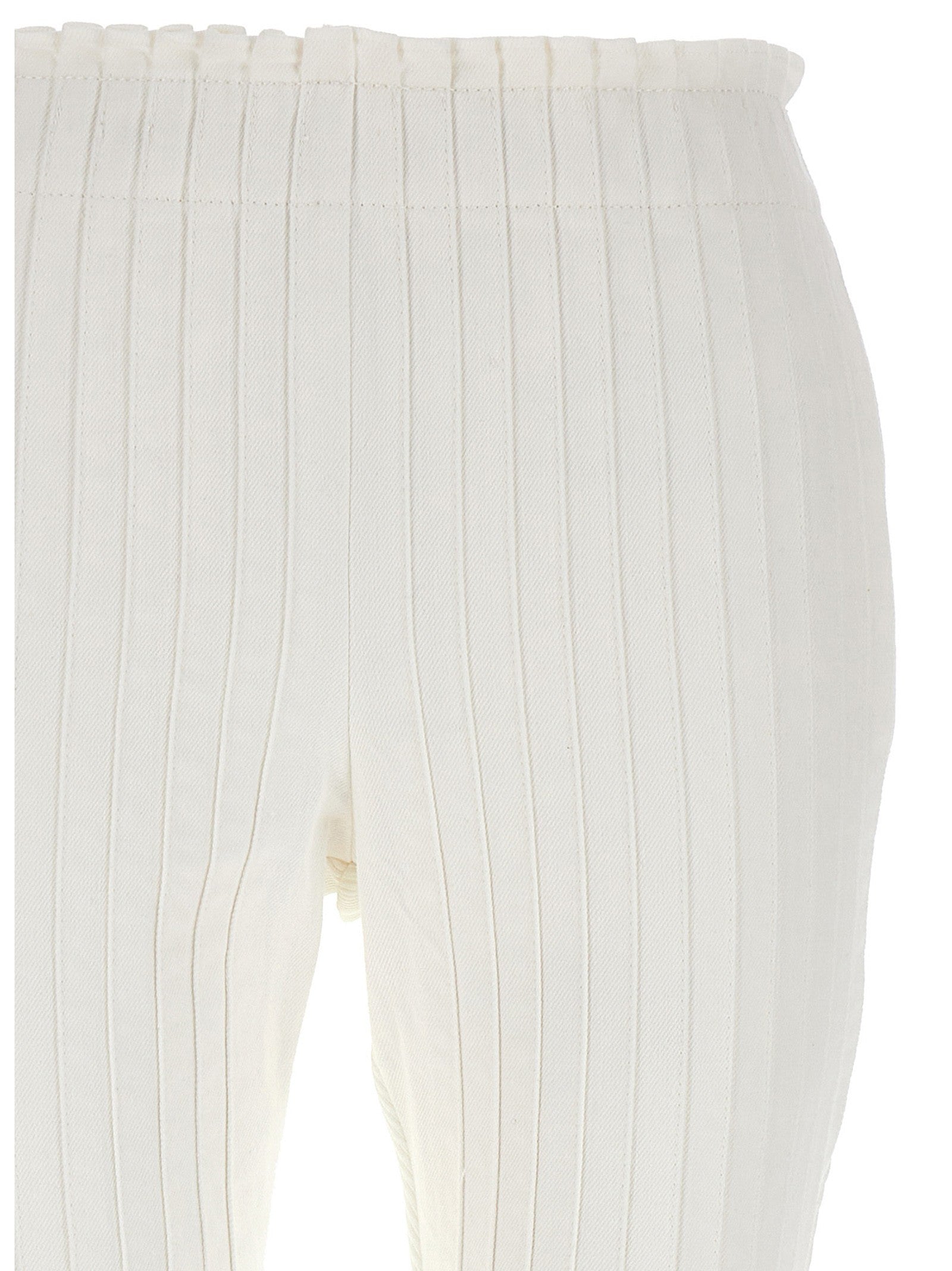 Sacai Ribbed Pleated Pants White