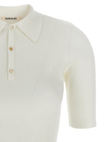 AURALEE Ribbed Polo Shirt White