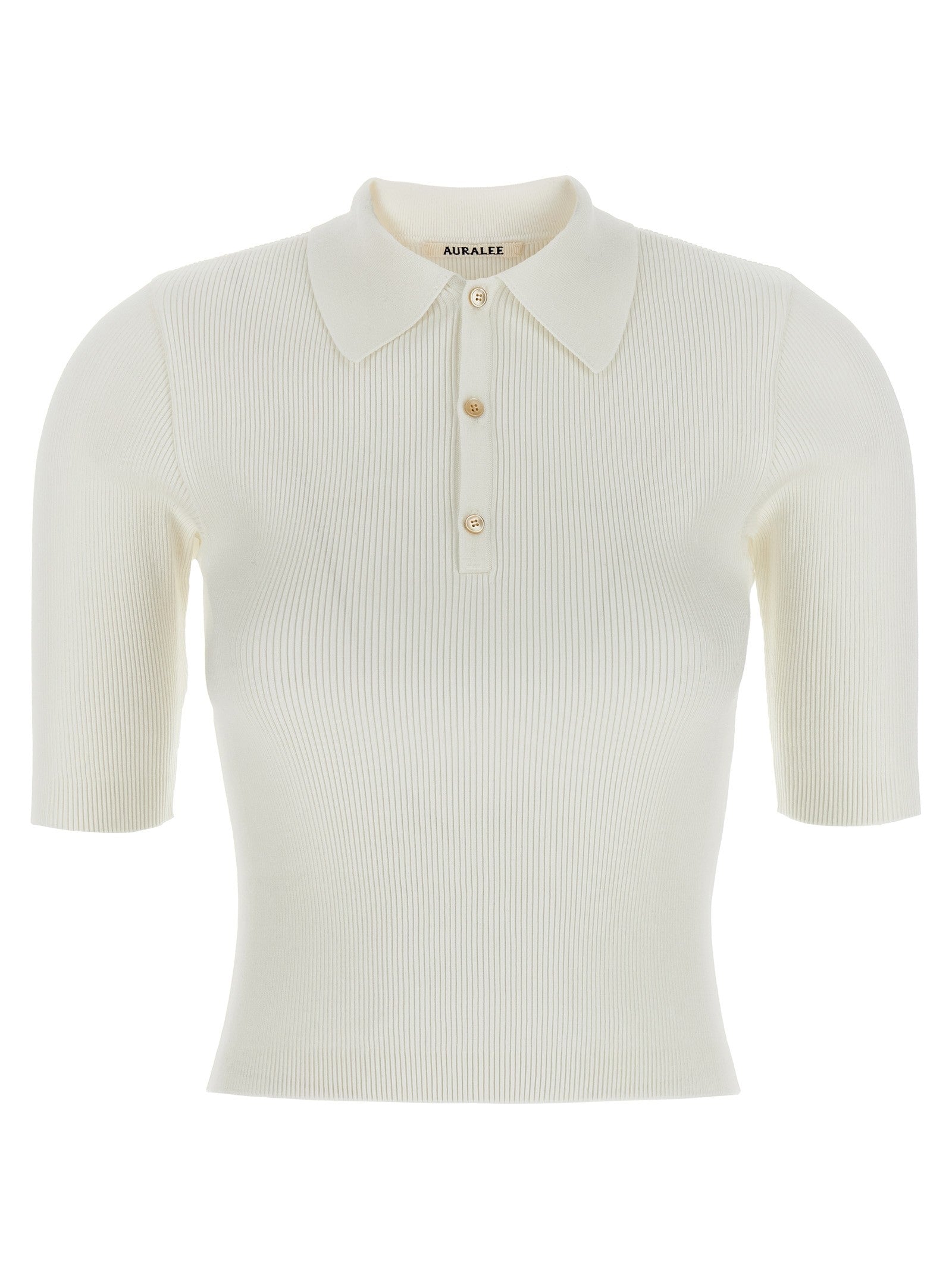AURALEE Ribbed Polo Shirt White