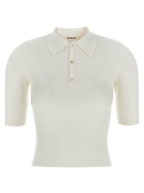 AURALEE Ribbed Polo Shirt White