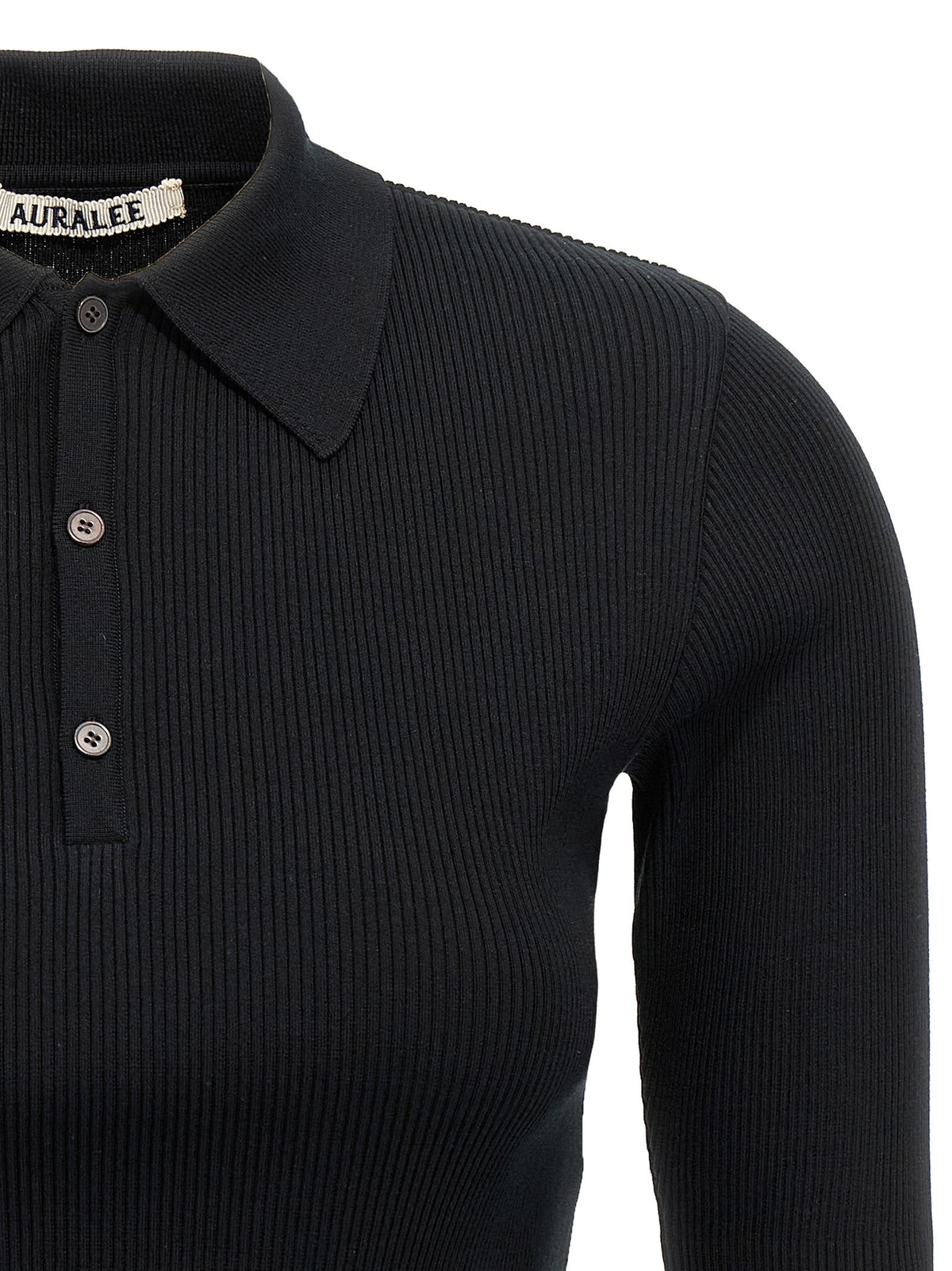 AURALEE Ribbed Polo Shirt Black, view 3
