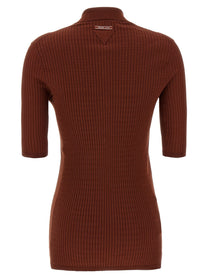 PRADA Ribbed Polo Shirt Brown