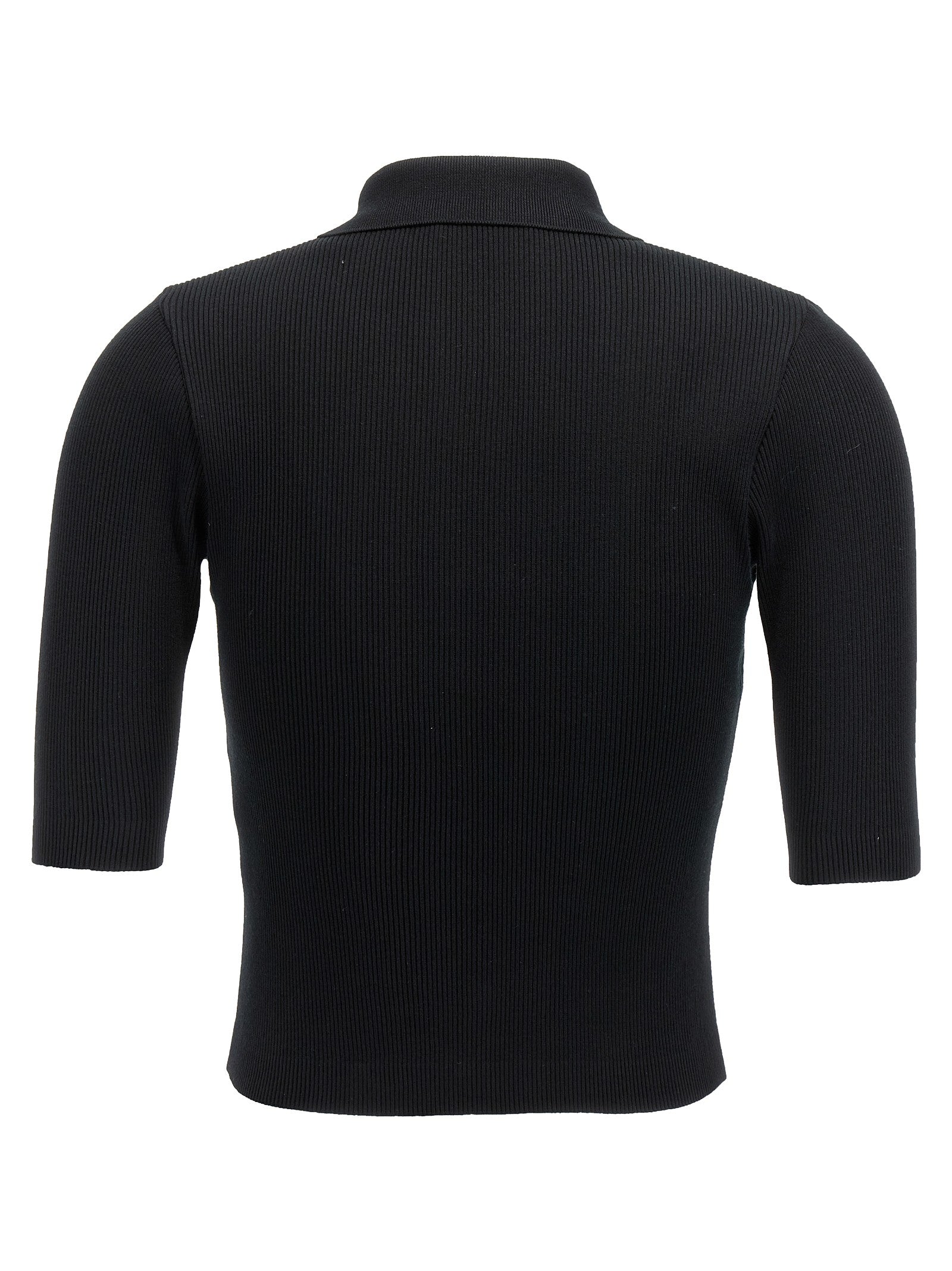 Auralee Ribbed Polo Shirt Black