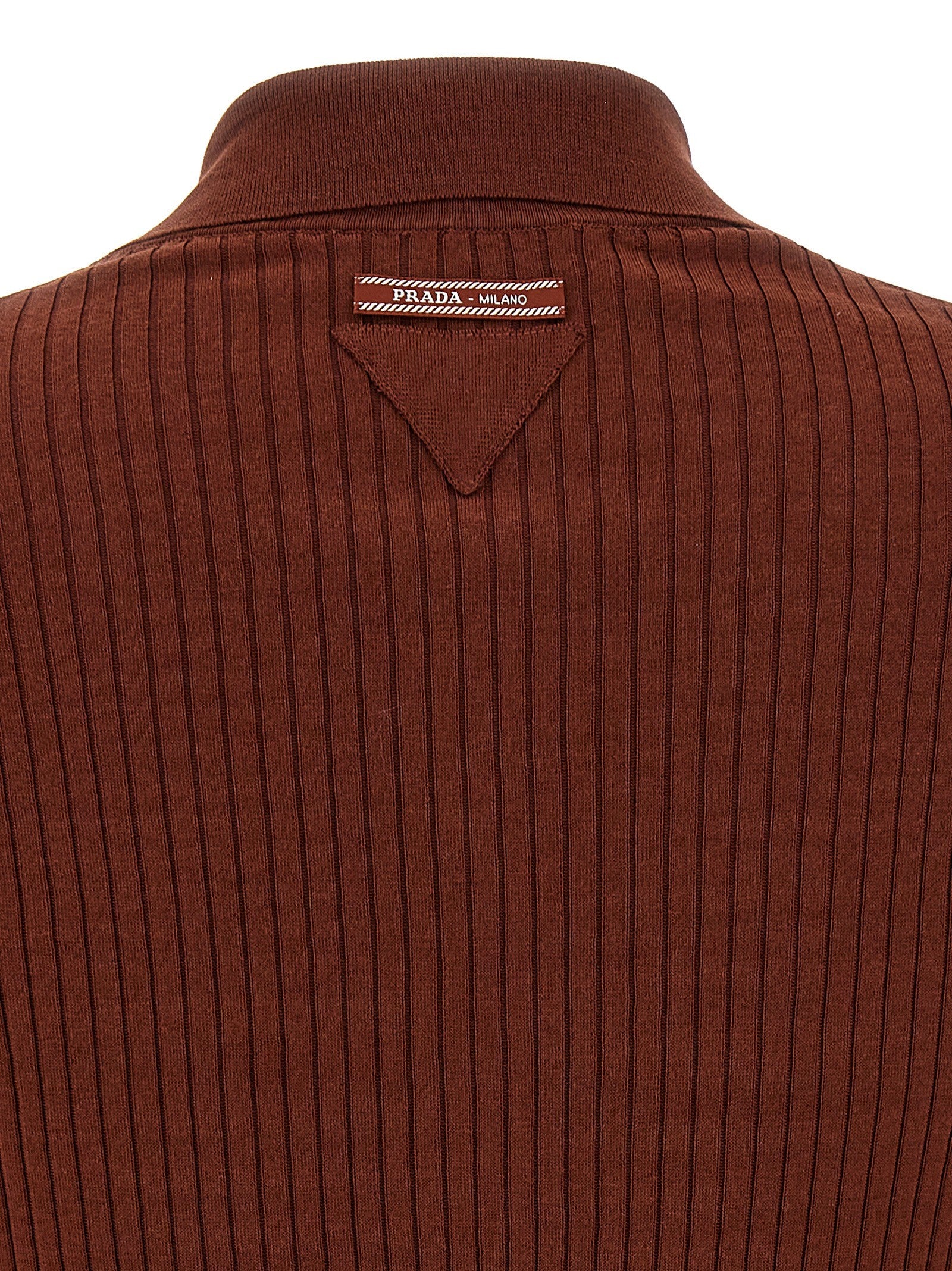 PRADA Ribbed Polo Shirt Brown