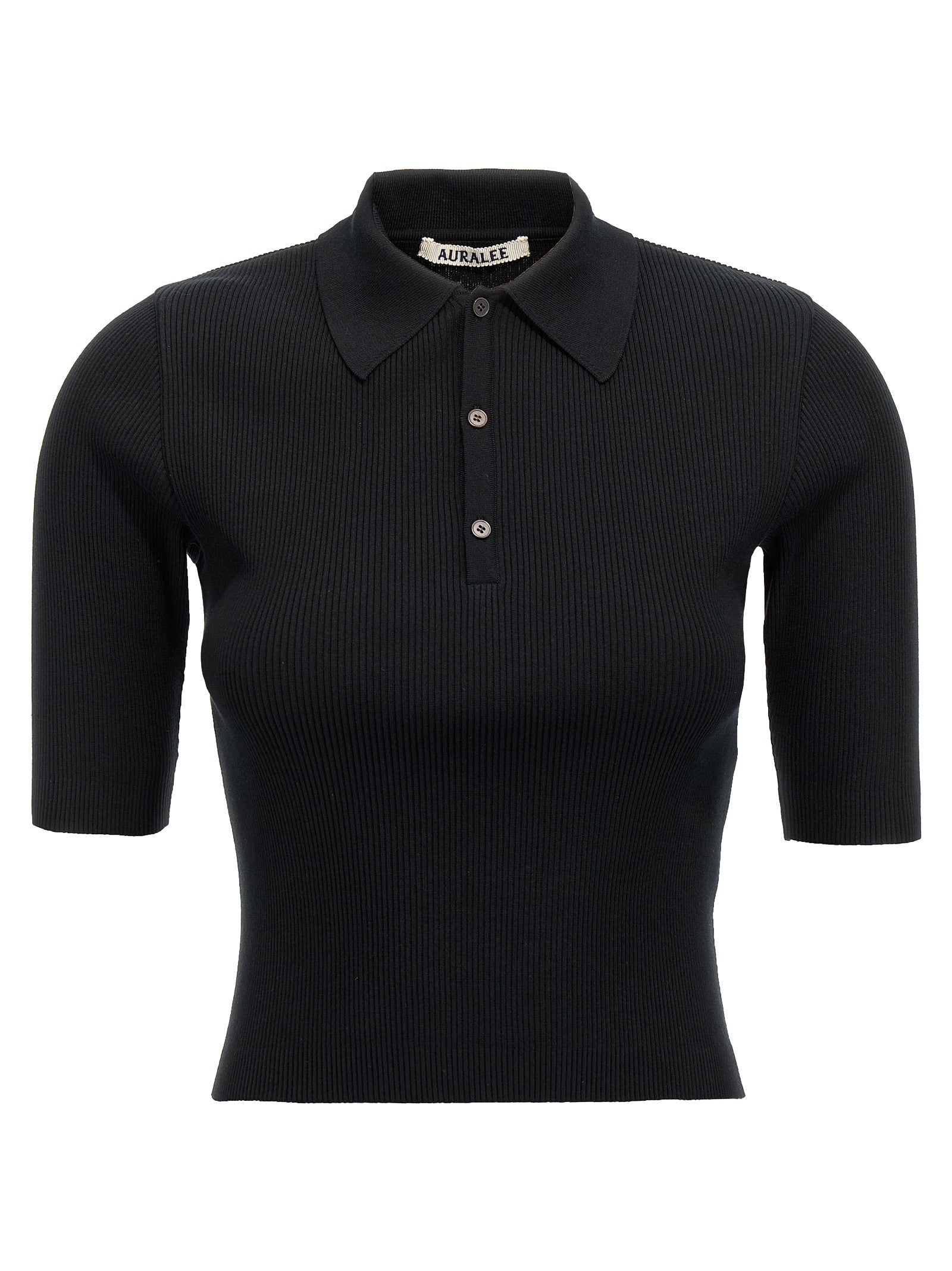 Auralee Ribbed Polo Shirt Black