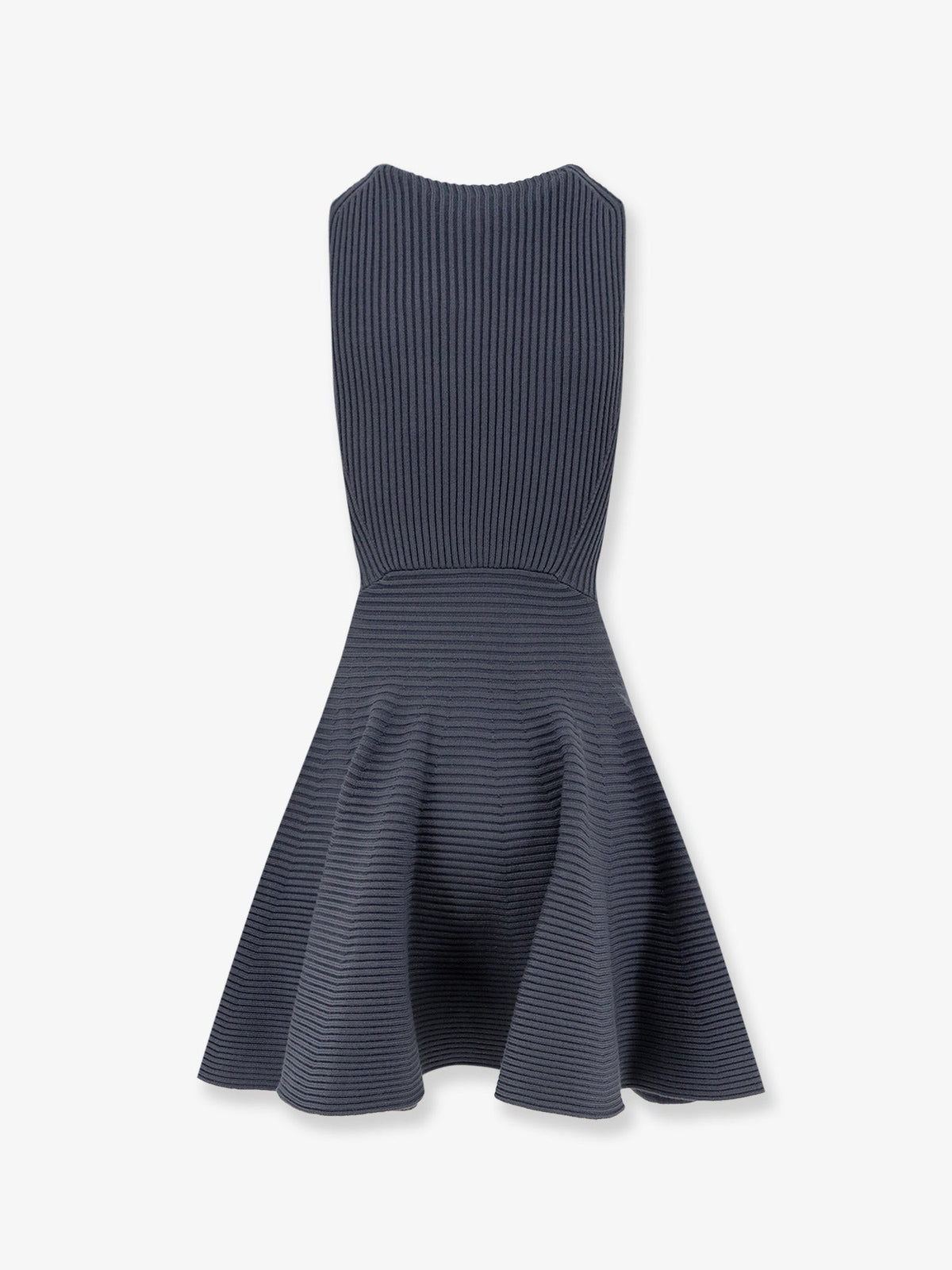 ALAÏA Women's Ribbed Skater Dress Grey, view 2