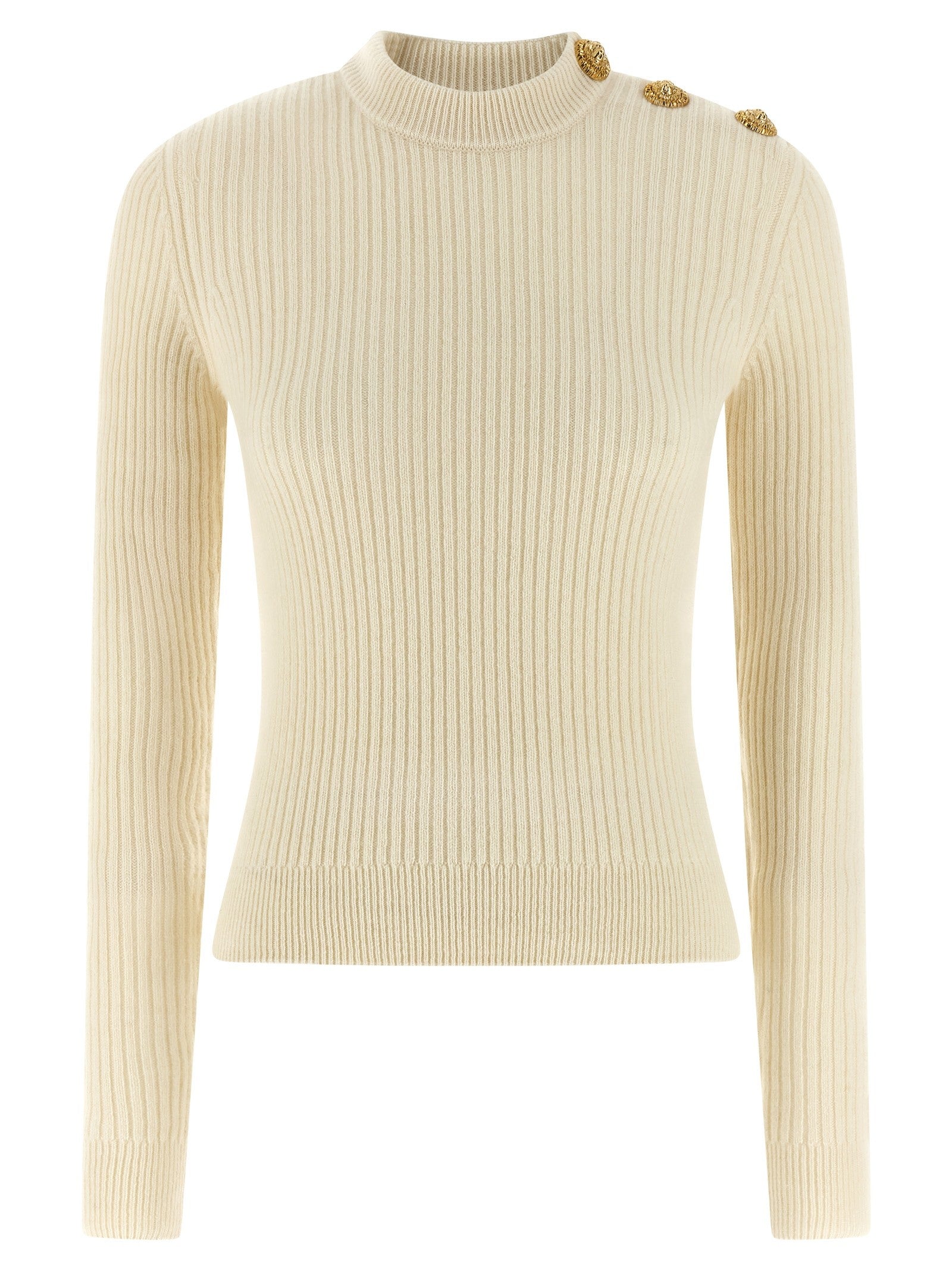 Balmain Ribbed Sweater White