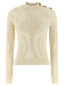 Balmain Ribbed Sweater White