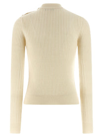Balmain Ribbed Sweater White