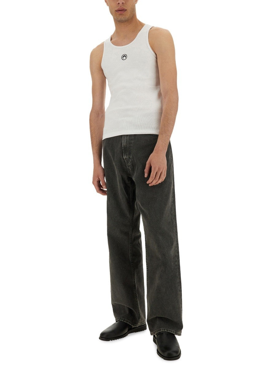 Marine Serre Men's Ribbed Tank Top White