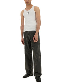 Marine Serre Men's Ribbed Tank Top White