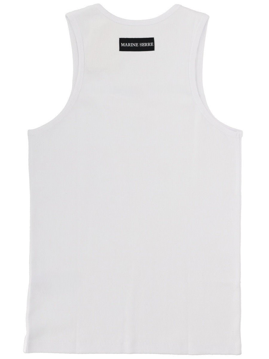 Marine Serre Men's Ribbed Tank Top White