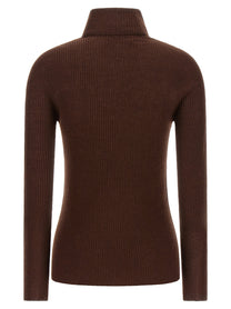 Fabiana Filippi Ribbed Turtleneck Sweater Brown