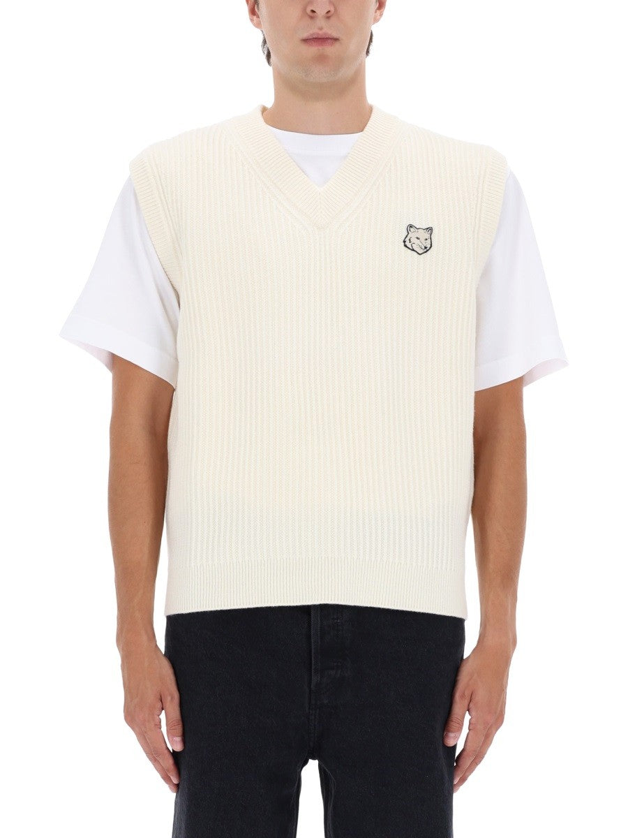 Maison Kitsune Men's Ribbed Vest White Maison Kitsune